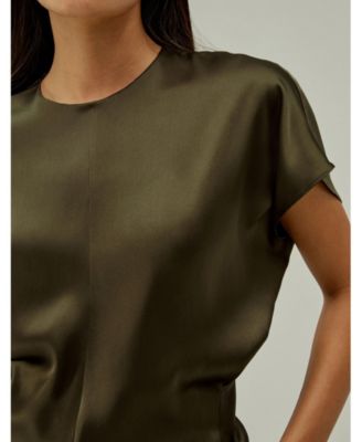 Women's Short Batwing Sleeve Silk Contour Top