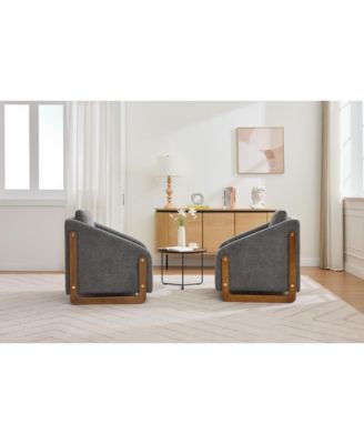 Modern Chenille Armchair with Wooden Frame