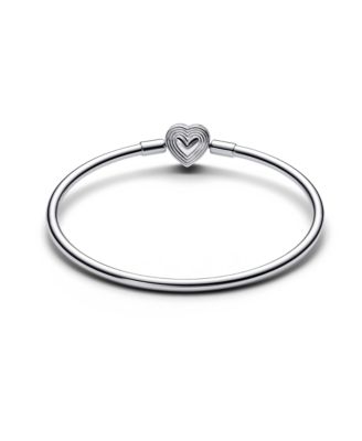 Heart Clasp Sterling Silver Bangle
