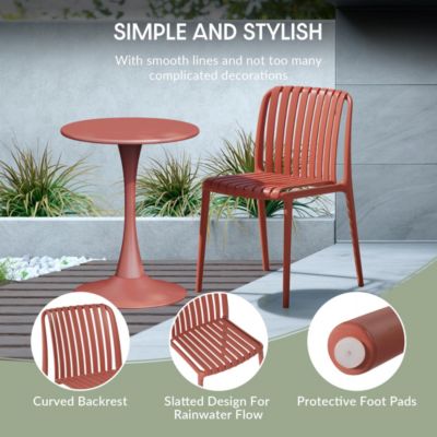 Outdoor Stackable Polypropylene Plastic Dining Side Chairs Set of 2