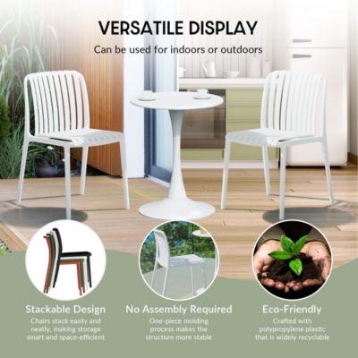 Outdoor Stackable Polypropylene Plastic Dining Side Chairs (Set of 2)