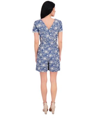 Women's Eyelet Short-Sleeve Belted Romper