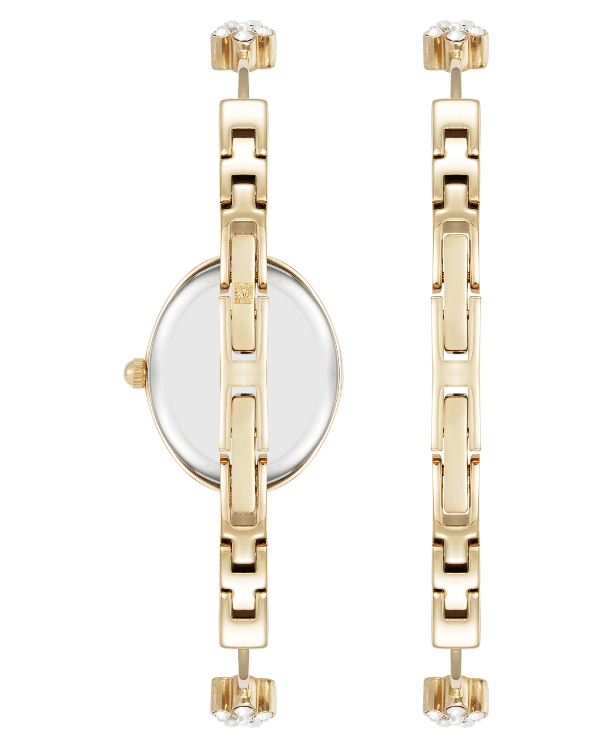 Anne Klein Women's Quartz Delicate Crystal Flower Gold-tone Stainless Steel Bracelet Watch Set, 19mm In Gold