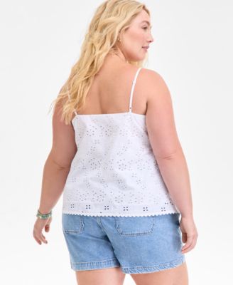 Trendy Plus Size Eyelet Camisole, Exclusively at Macy's 