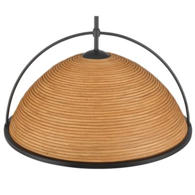 William 22" Modern 4-Light Pendant Chandelier Ceiling Light Fixture Dining Room Over Table Black Finish Rattan