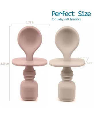 Silicone Baby Spoons for Baby Led Weaning 2-Pack, First Stage Baby Feeding Spoon Set Gum Friendly BPA Lead Phthalate and Plastic Free, Great Gift Set