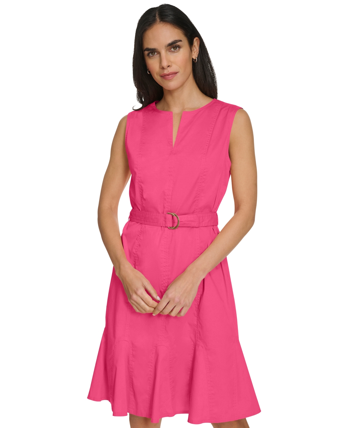 Calvin Klein Women's Sleeveless Belted Sheath Dress In Rosebud