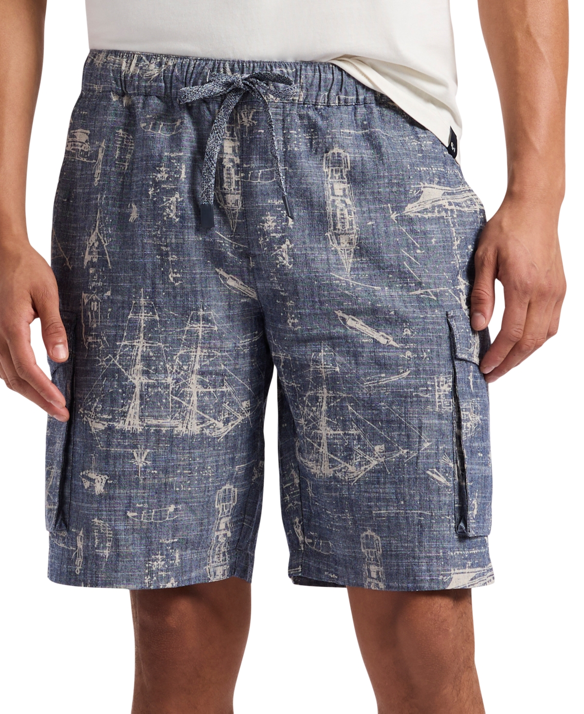 Men's Relaxed-Fit Halten Nautical Graphic Cargo Shorts - Whale