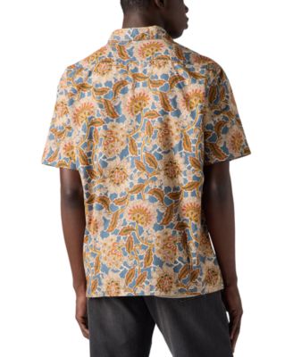 Men's Sunset Short Sleeve Floral Print Button-Front Camp Shirt