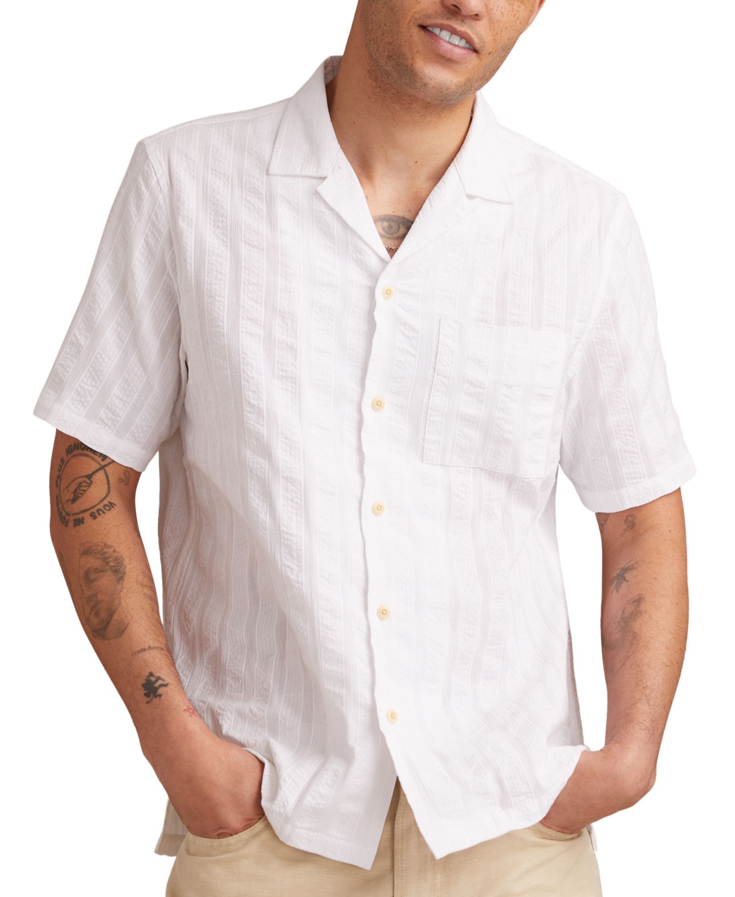 Men's Short Sleeve Seersucker Button-Front Camp Shirt