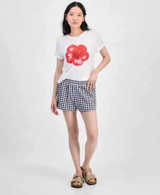 Planet Heart Juniors Hibiscus Graphic T Shirt  Juniors Gingham Boxer Shorts