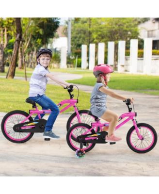 18-Inch Kids Bike with LED Lights, Training Wheels, and Headlight, Adjustable Seat for Ages 4-8