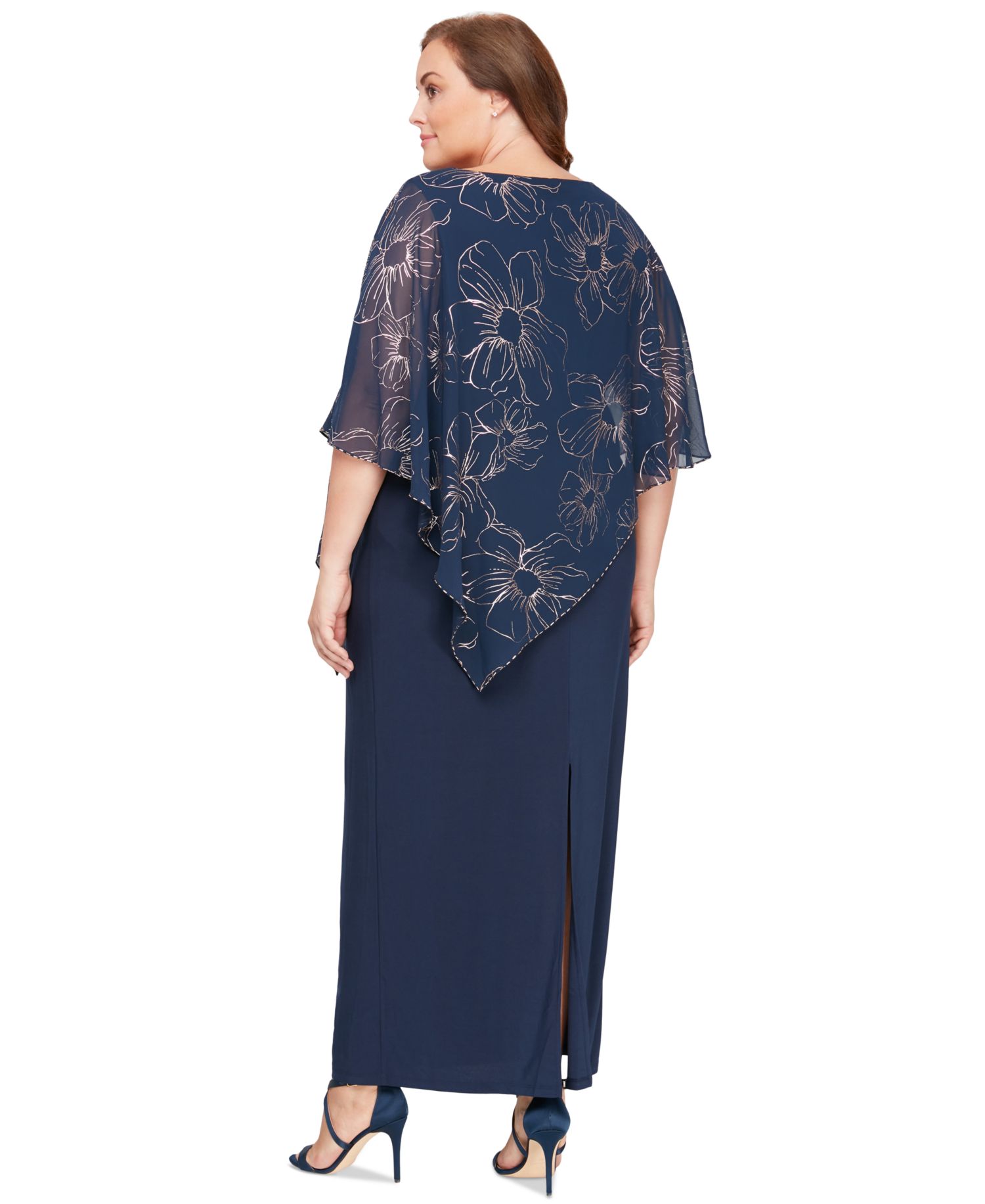 Plus Size Floral-Print Overlay Dress