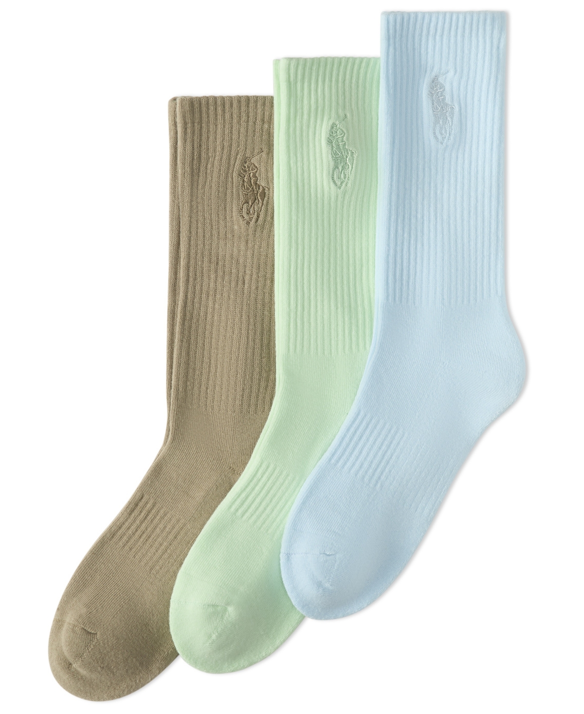 Polo Ralph Lauren Assorted 3-pack Washed Cotton Blend Crew Socks In Multi