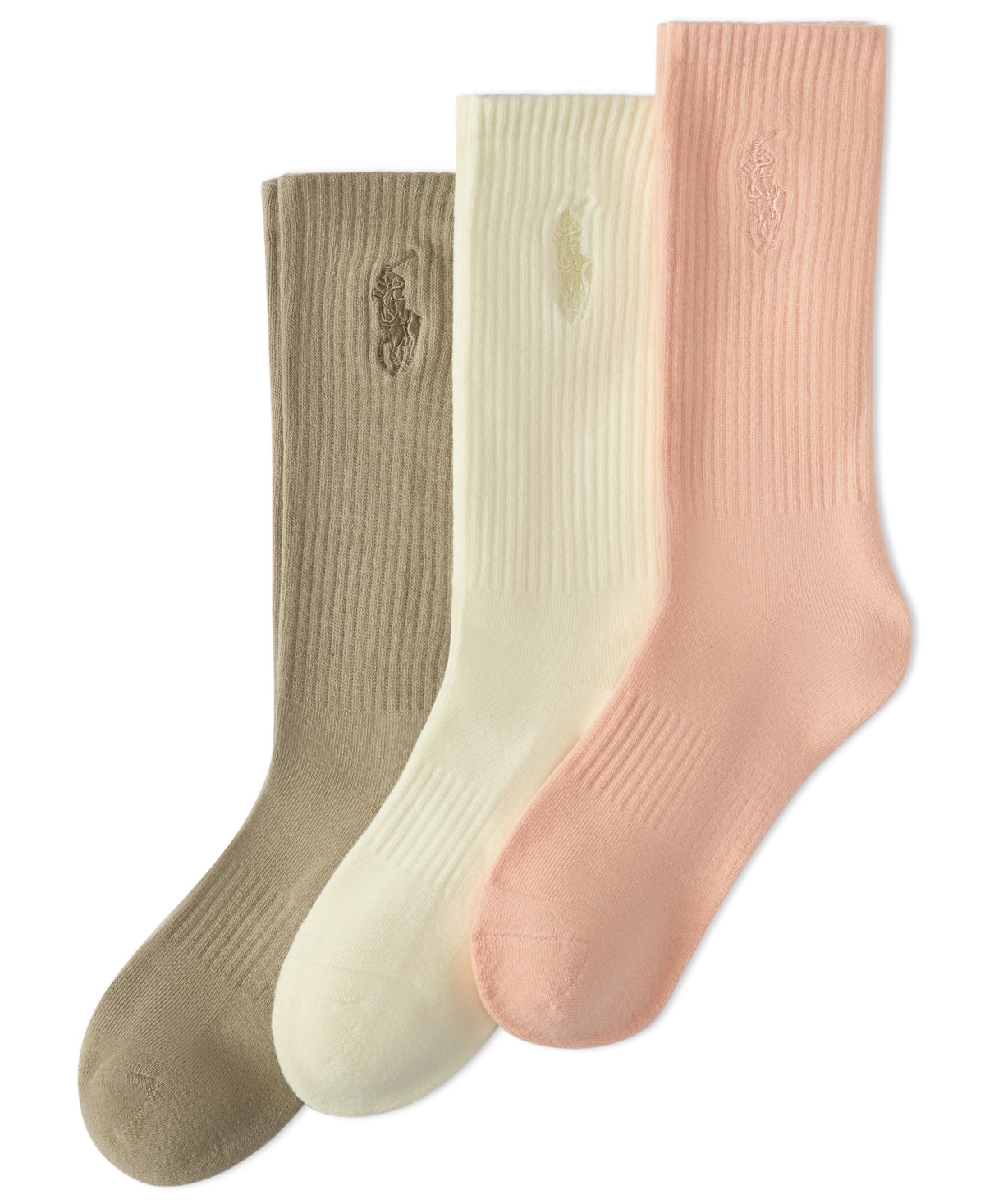 Polo Ralph Lauren Assorted 3-pack Washed Cotton Blend Crew Socks
