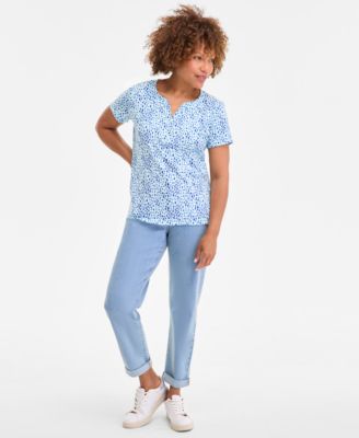 売れ筋商品|||スタイルアンドコー カットソー トップス レディース Women's Short-Sleeve Cotton Henley Top, PXS - 4X, Created for Macy's Hampton Green Style & Co Women's Short-Sleeve Cotton Henley Top, Created