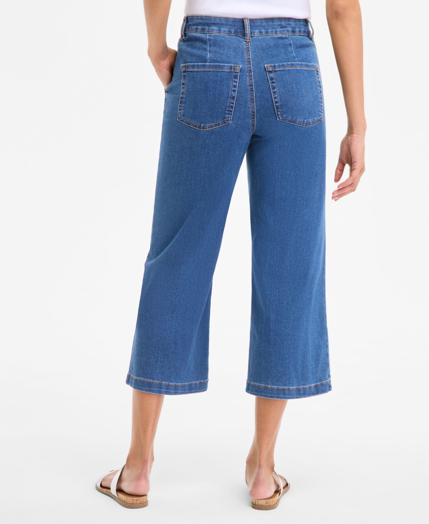 Petite High-Rise Wide-Leg Crop Jeans