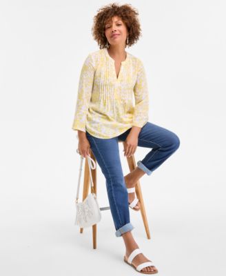 売れ筋商品|||スタイルアンドコー カットソー トップス レディース Petite Pintuck Long-Sleeve Top, Exclusively at Macy's Marble Neo Natural Style & Co Petite Paisley Bloom Pintucked Top, Exclusively