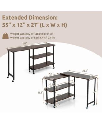 360° Rotatable Sofa Side Table L-shaped Laptop Desk Snack Table withShelf Patented