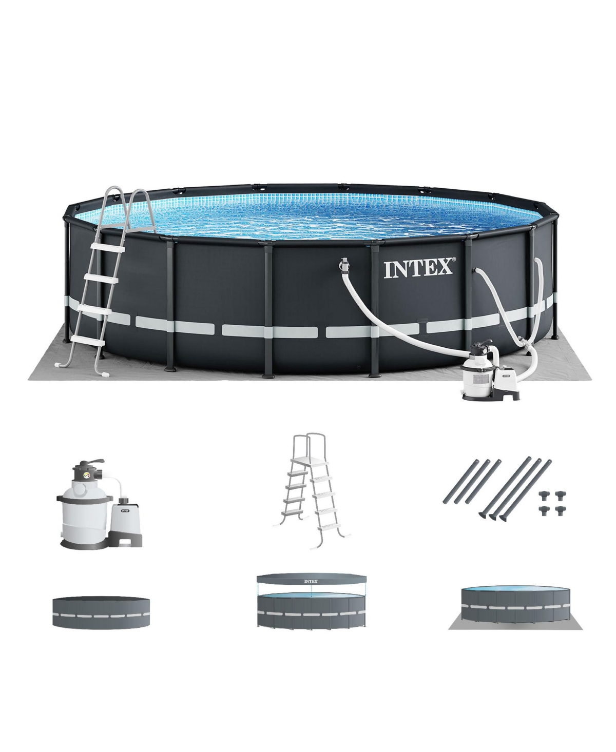 Ultra Xtr 16ft x 48in Outdoor Frame Above Ground Swimming Pool Set w/ Pump