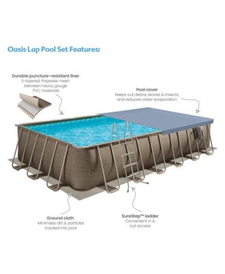24'x12'x52" Oasis Rectangle Outdoor Above Ground Swimming Pool, Brown