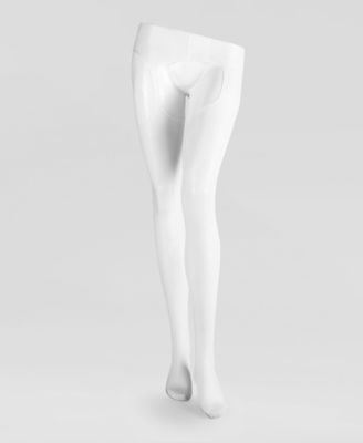 Women's Lustrous Silky Shiny Sheer Suspender Crotchless High-Waist Pantyhose Tights