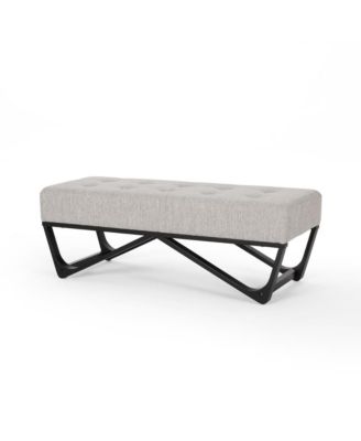 Upholstered Bench with Black Geometric Legs and Modern Bentwood Frame for Living Room or Bedroom