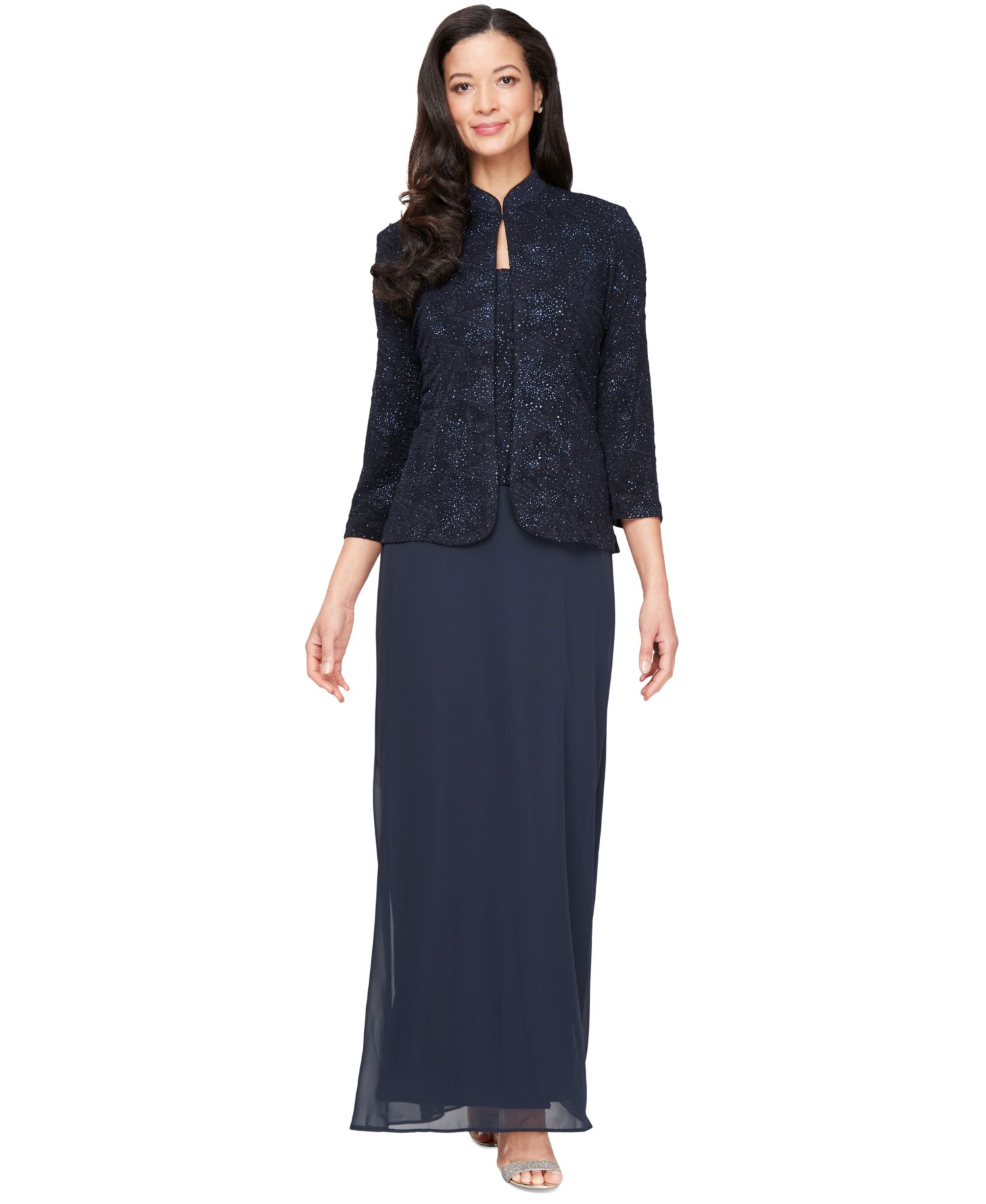Dress and Jacket, Patterned Sparkle Evening Dress