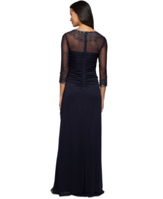 Petite Draped Sweetheart Embellished Gown