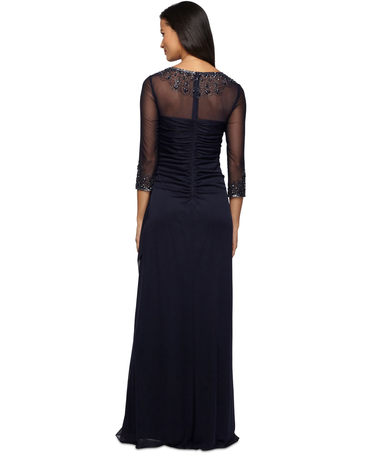 Women's Illusion Embellished A-Line Gown