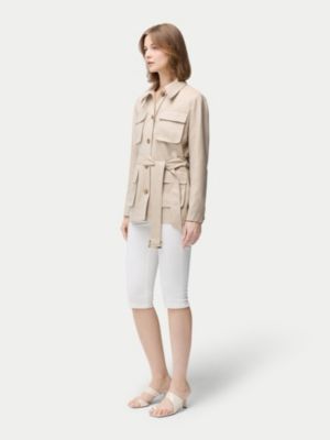 Women's Belted Cashmere Safari Jacket Taupe