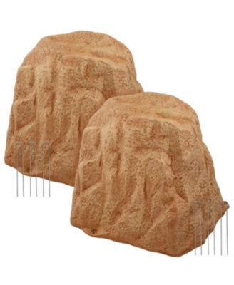 Outdoor Polyresin Landscape Rock Septic Cover with Stakes - 2-Pack