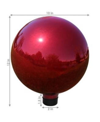 Indoor/Outdoor Reflective Mirrored Surface Garden Gazing Globe Ball with Stemmed Bottom and Rubber Cap - 10" Diameter