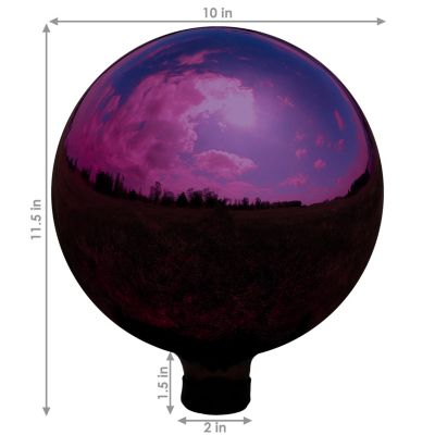 Reflective Mirrored Garden Gazing Globe Ball with Stemmed Bottom and Rubber Cap, 10" Diameter