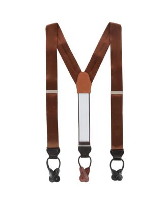 Men's Dutton Solid Colored Silk Button End Suspenders