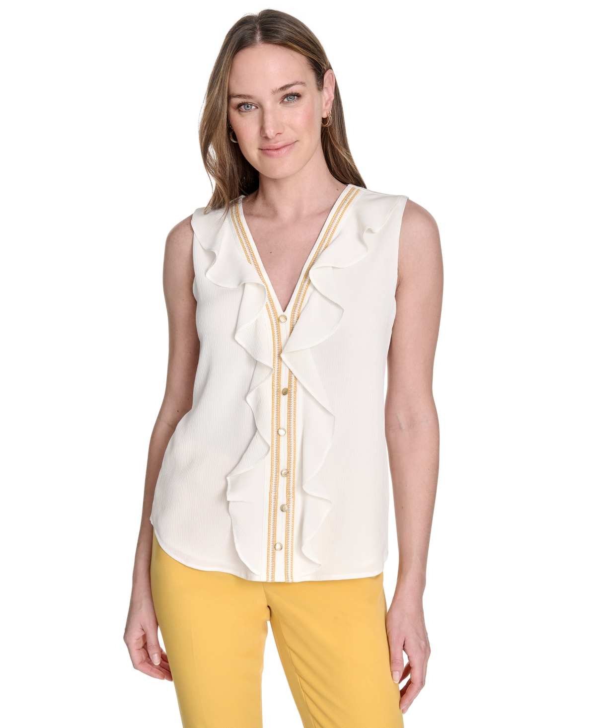 Tommy Hilfiger Women's Ruffle-front Button-up Blouse