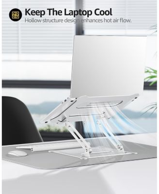 Adjustable Laptop Stand, Portable Laptop Riser, Aluminum Laptop Stand for Desk Foldable, Ergonomic Computer Notebook Stand Holder for MacBook Air Pro, Dell XPS, HP (10-15.6")