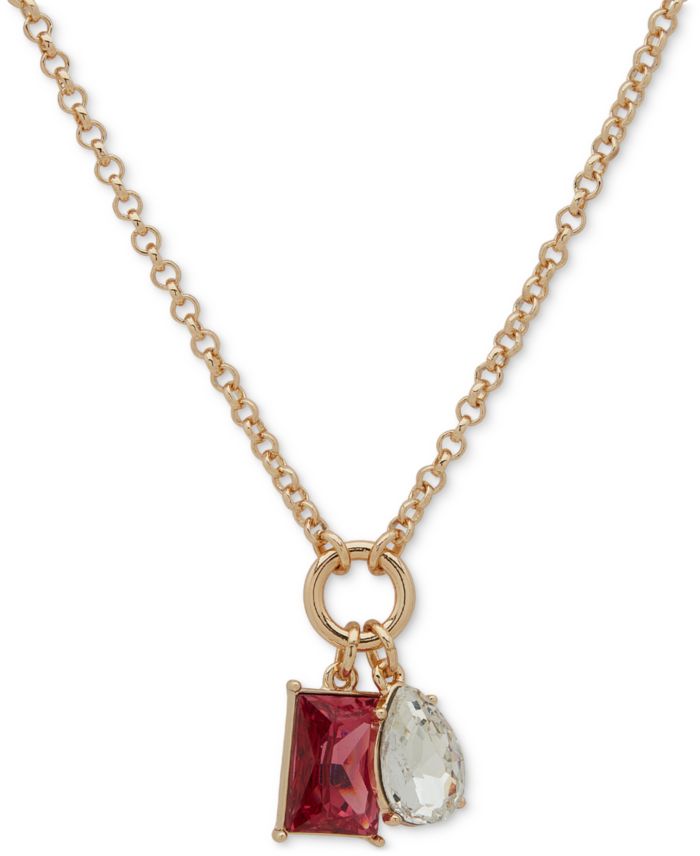 Clueless Gold-Tone Mixed Stone 16" Pendant Necklace