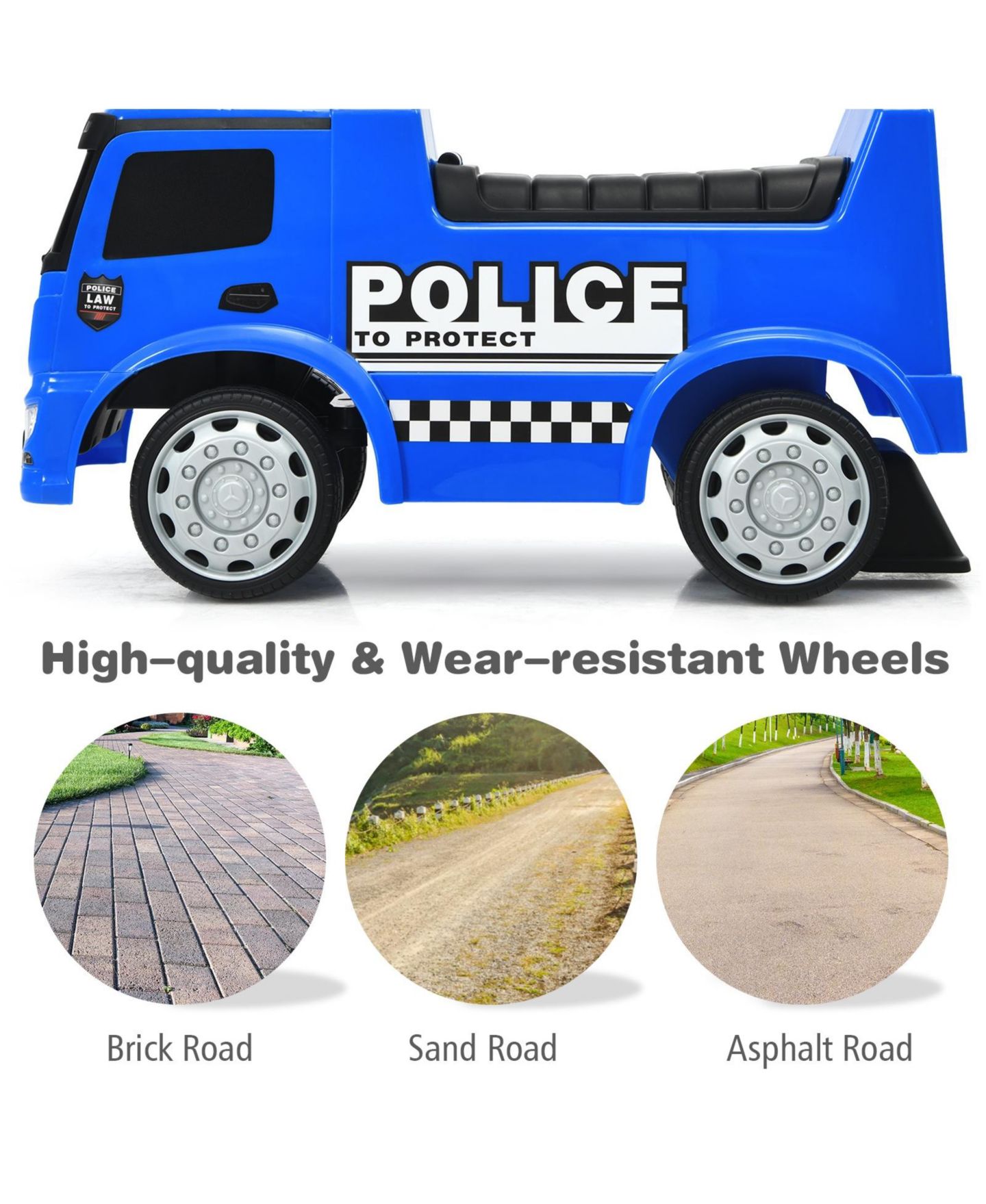 Детская игрушка HONGGE Mercedes-Benz Licensed Ride-On Push Police Car with Horn and Siren Sounds, Ages 12-36 Months, цвет: Синий — фото 6