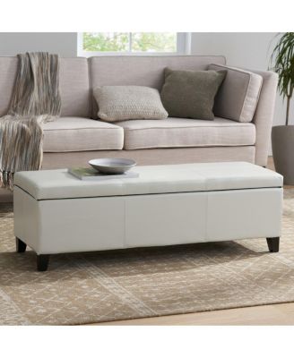 Faux Leather Storage Ottoman Bench with Lift-Top, Padded Seat, and Wooden Legs for Living Room, Bedroom, or Entryway-The Pop Home