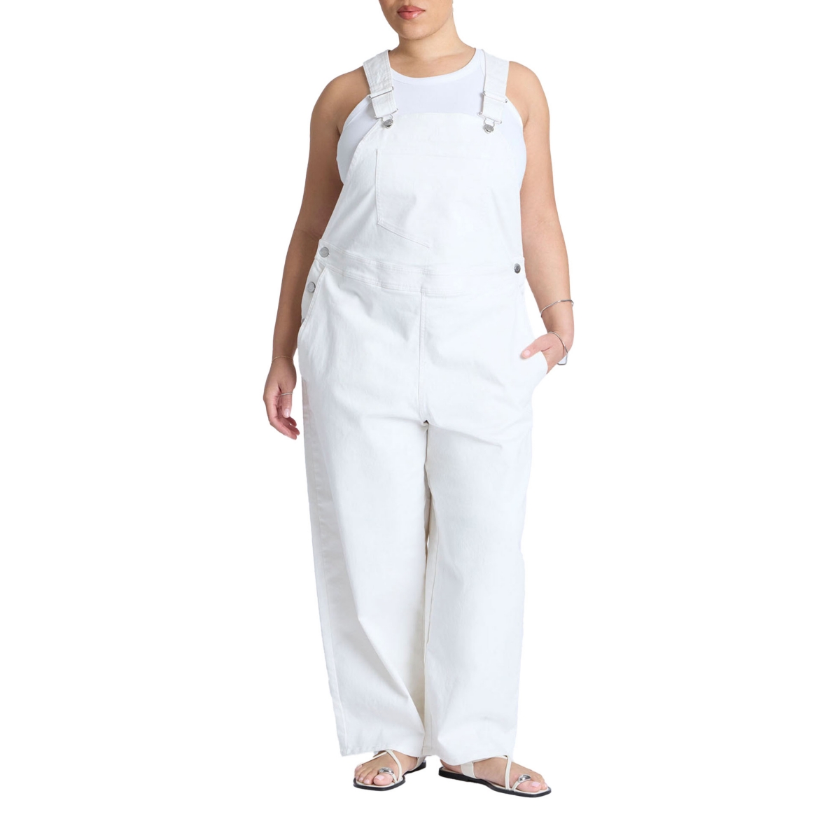 Plus Size Denim Overalls - Very white cream