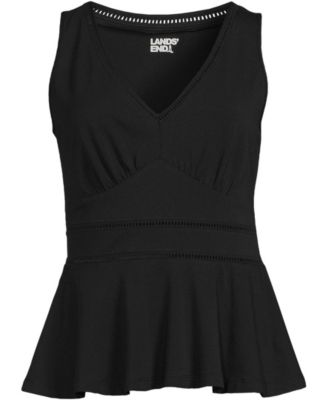 売れ筋商品|||ランズエンド カットソー トップス レディース Women's Lightweight Jersey Peplum V-Neck Tank Top Deep sea navy Lands' End Women's Lightweight Jersey Peplum V-Neck Tank Top