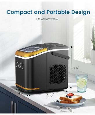 Ice Makers Countertop, Portable Ice Machine with Carry Handle, 26.5lbs/24Hrs, 6Mins/9 Ice Cubes, Self-Cleaning Countertop Ice Maker with Ice Basket/Scoop,for Home Bar Camping RV