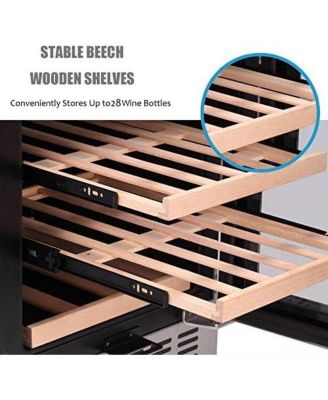 15-Inch Under-Counter Beverage Refrigerator Dual Zone Wine Cooler Mini Fridge, 28-Bottle, Freestanding or Built-In