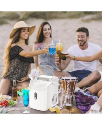 Countertop Nugget Ice Maker, Portable Pebble Ice Machine, 34 lbs/24H, Soft Chewable Ice, Self-Cleaning, One-Touch Operation