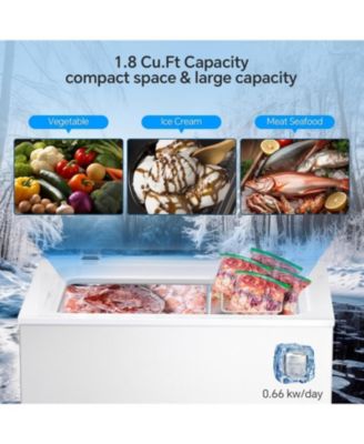 1.8 Cu Ft Chest Freezer — Compact Freestanding Freezer with Removable Basket, Adjustable Temperature Control, Top-Opening Door for Home & Office