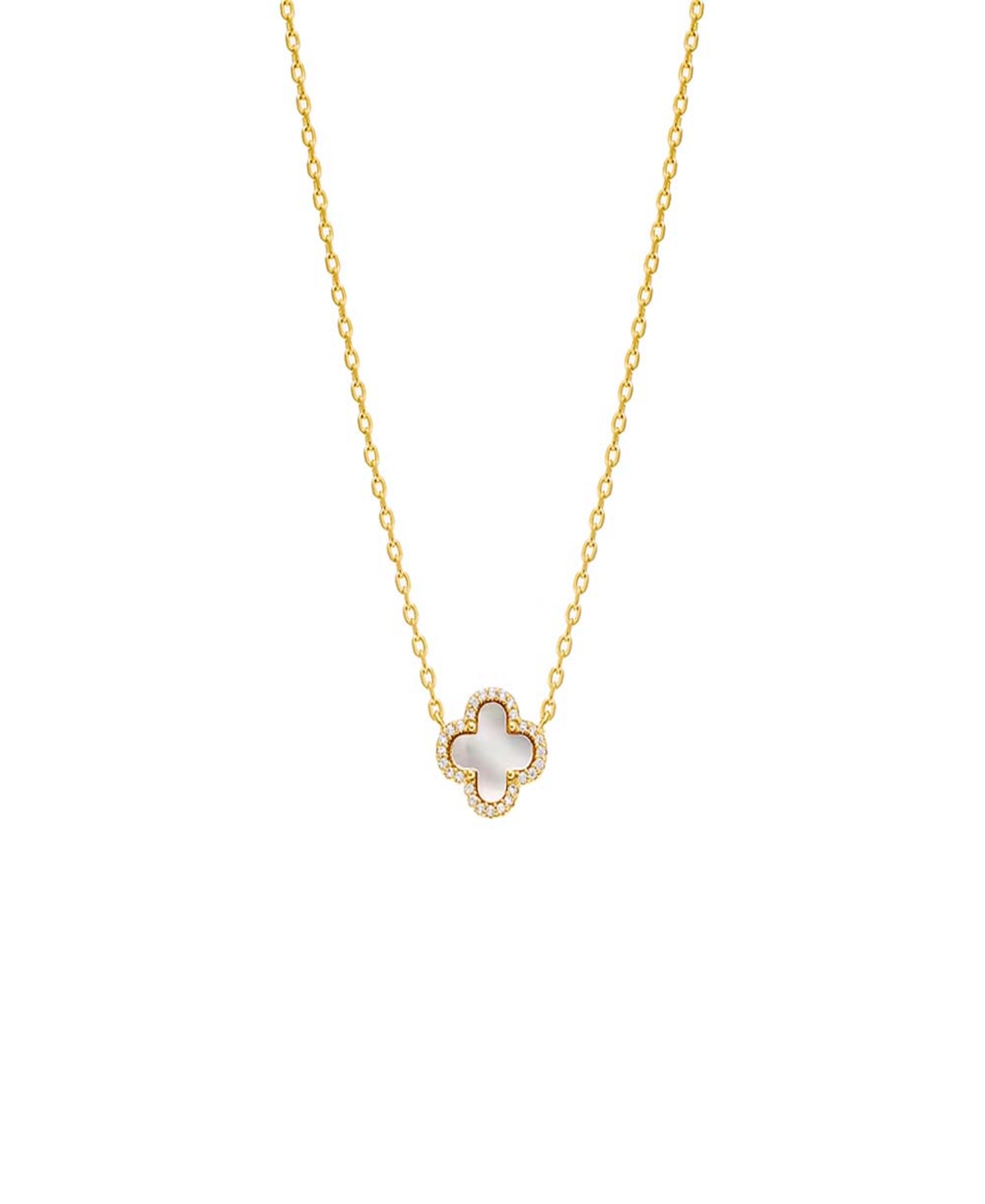 Pave Outlined Four Leaf Clover Necklace - Green