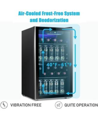 26-Bottle Wine Cooler / 130-Can Beverage Fridge — Clear Glass Door, Quiet Compressor, Freestanding 3.2 cu ft Mini Wine Cellar