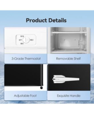 Compact Upright Freezer 2.3 Cu Ft with Handle, Removable Shelves and Adjustable Thermostat for Home or Office
