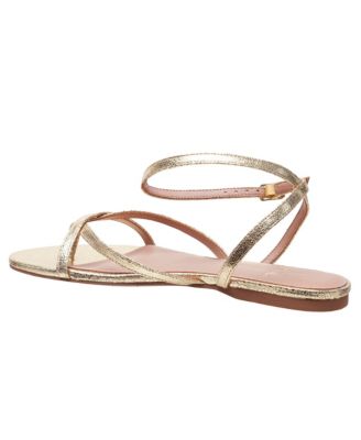 LUZ Women's Strappy Ankle Wrap Flat Leather Sandals